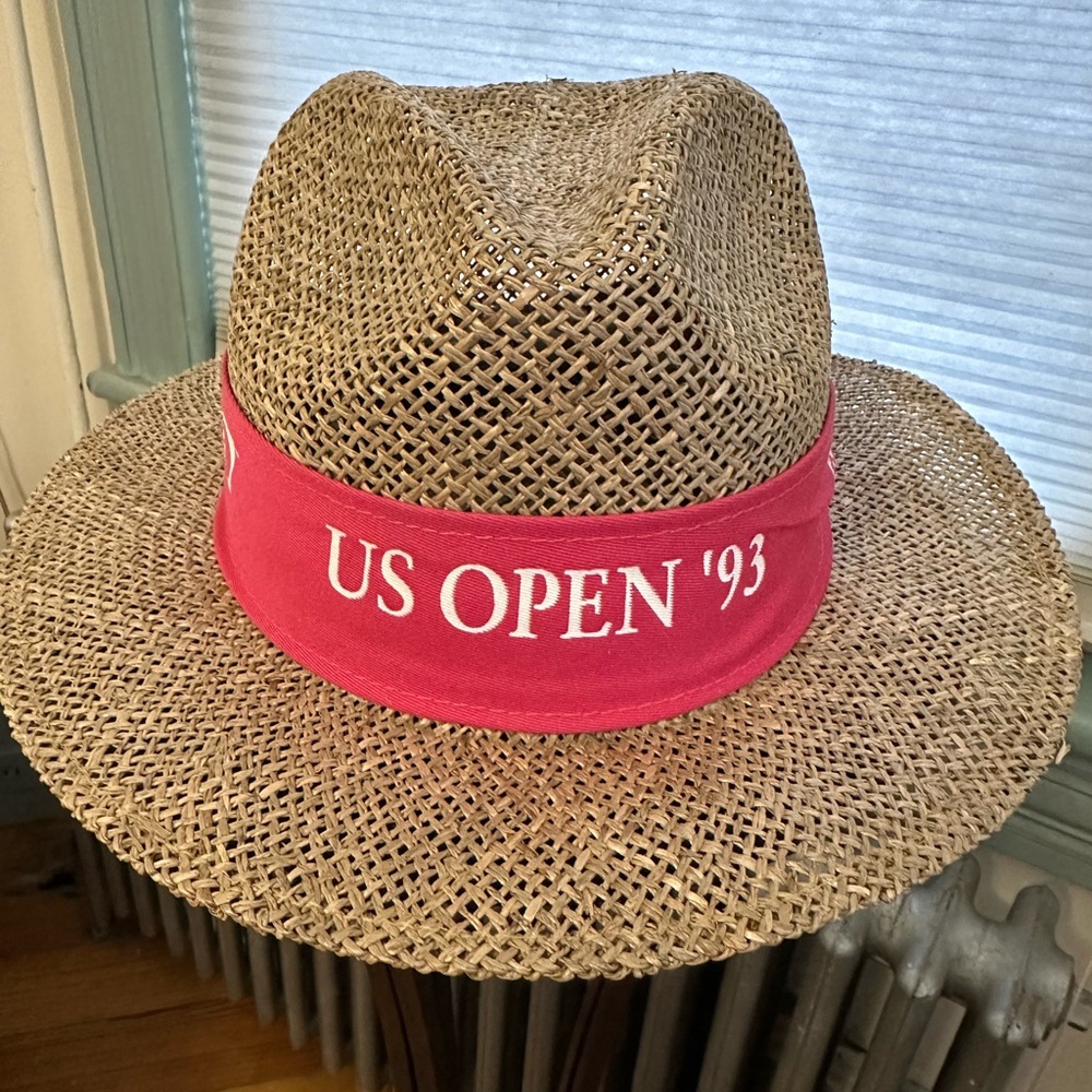 Vintage Straw Hat with pink US Open '93 Band